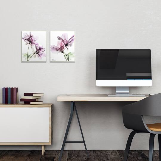 Stupell Industries Purple Flower Bloom Gray Framed Wall Art Set